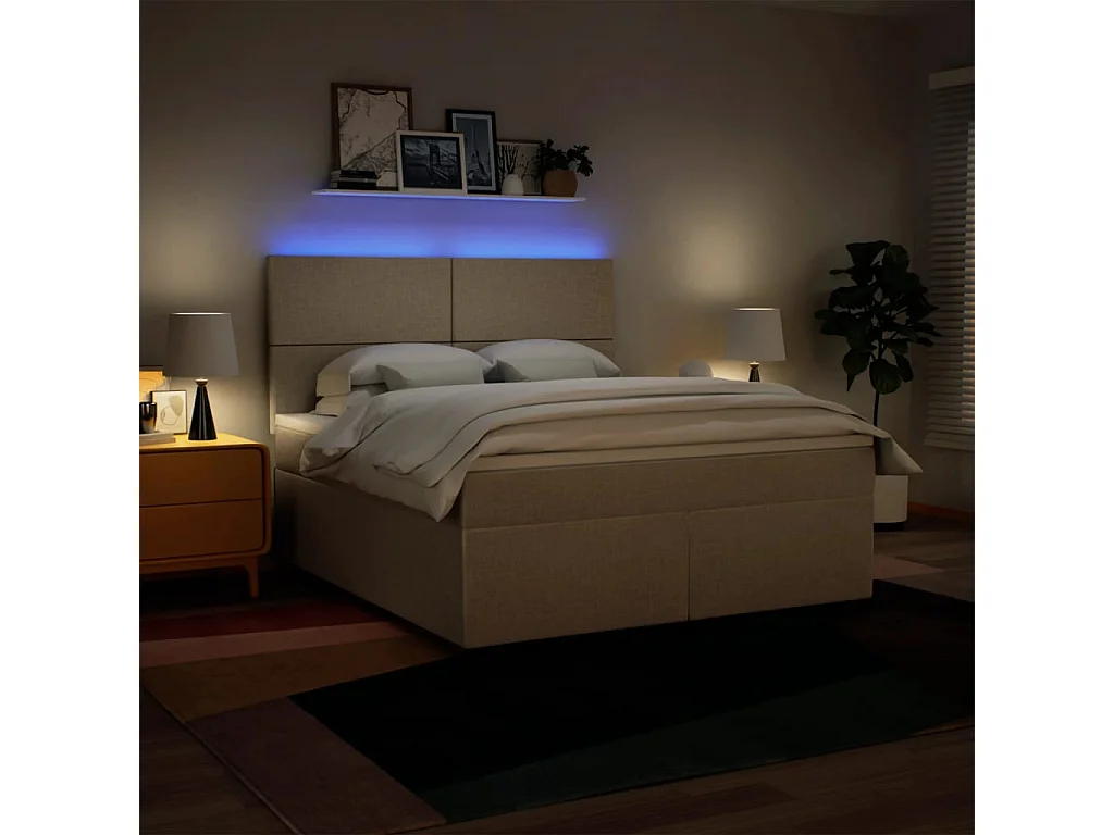 Sommier à lattes de lit avec matelas Crème 180x200 cm Tissu
