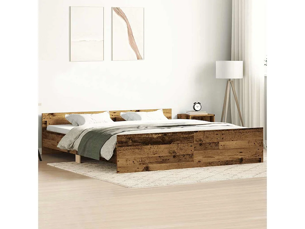 Cadre de lit sans matelas vieux bois 160x200 cm bois ingénierie