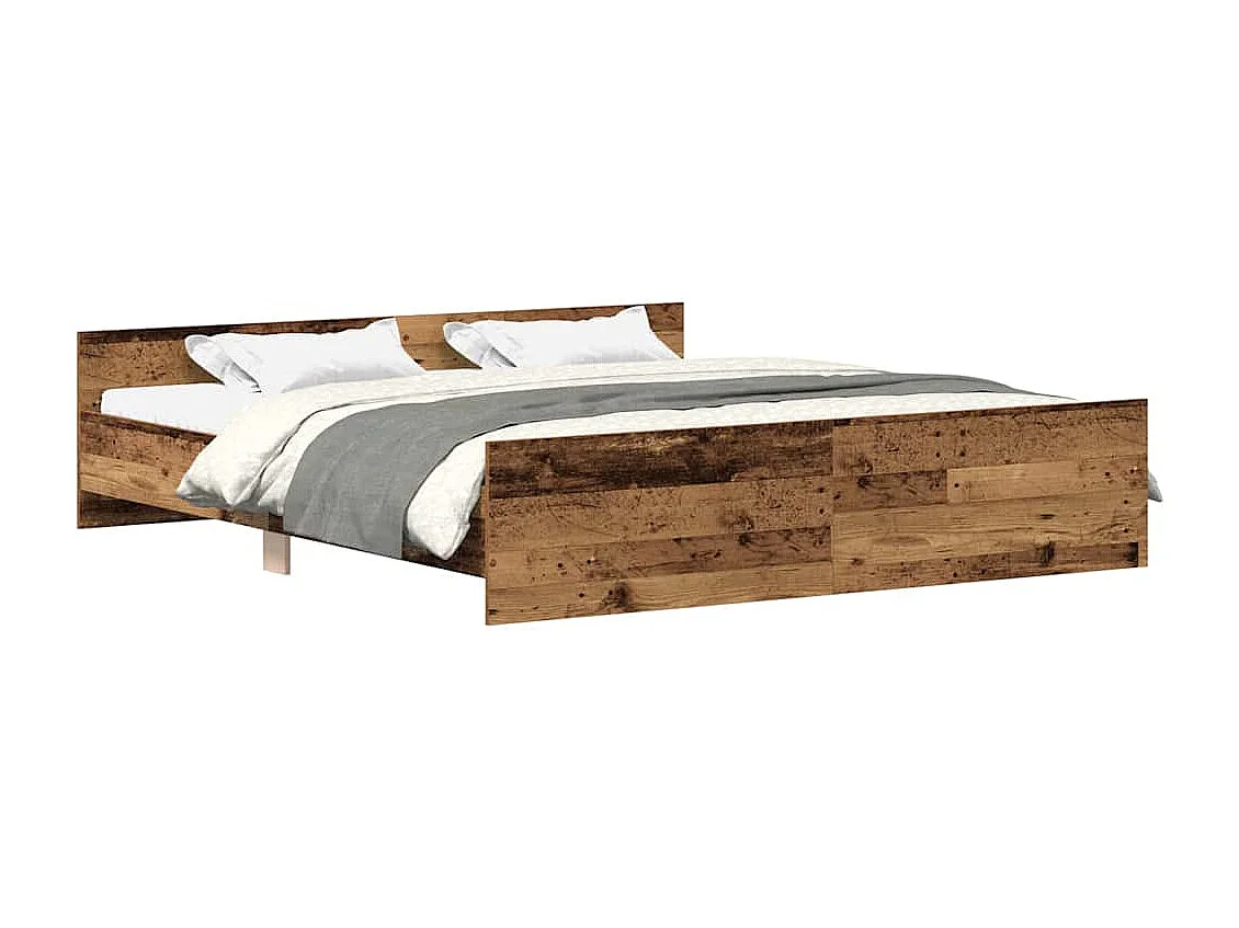Cadre de lit sans matelas vieux bois 160x200 cm bois ingénierie