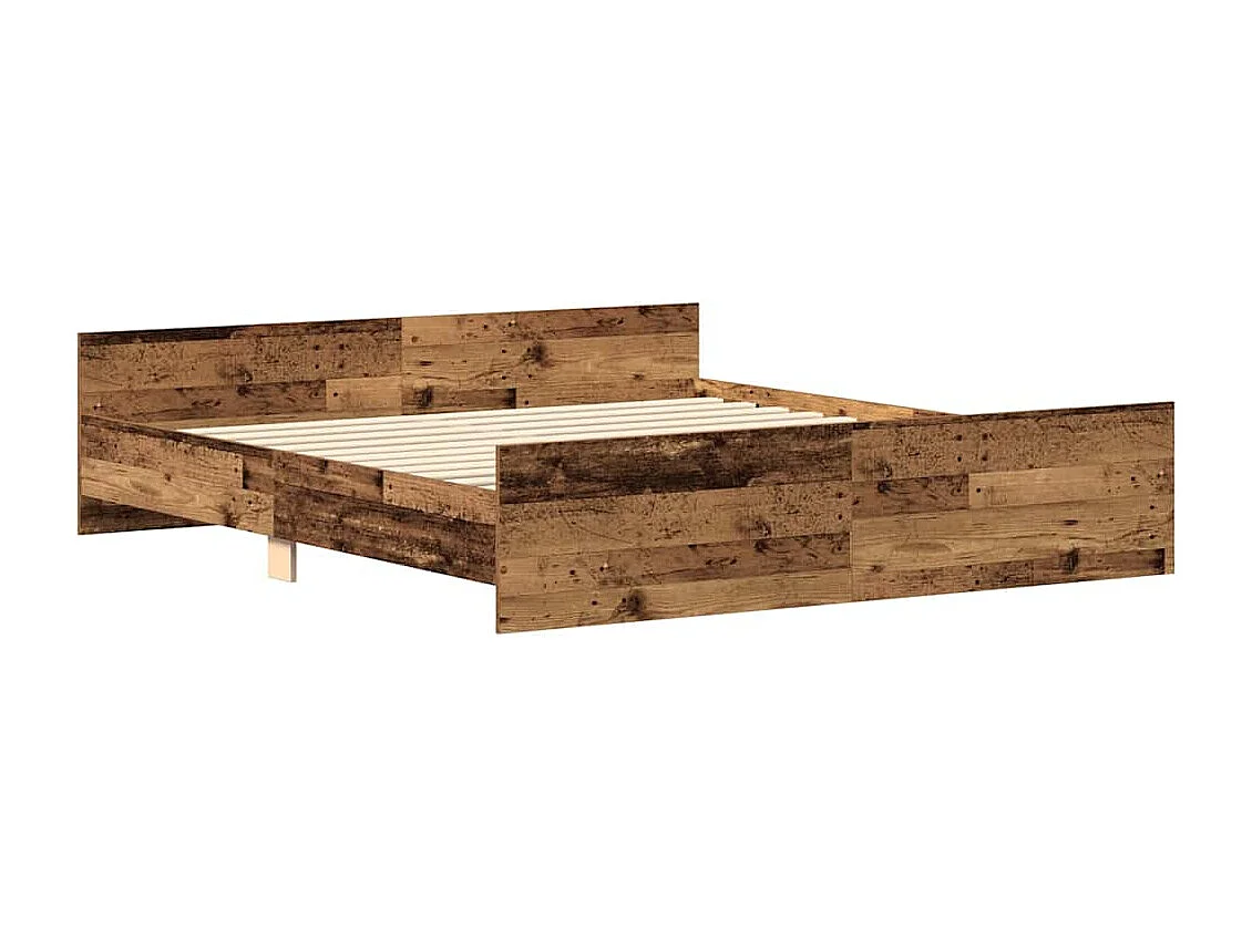 Cadre de lit sans matelas vieux bois 160x200 cm bois ingénierie