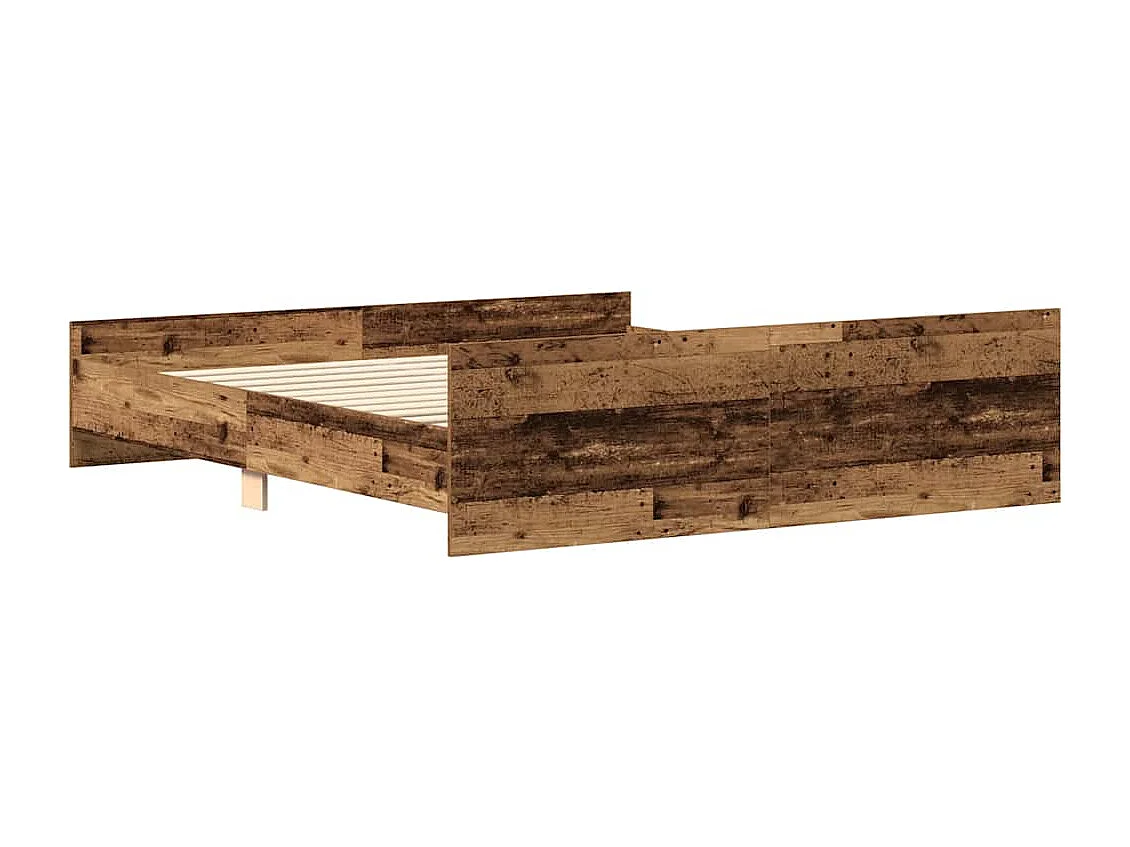 Cadre de lit sans matelas vieux bois 160x200 cm bois ingénierie