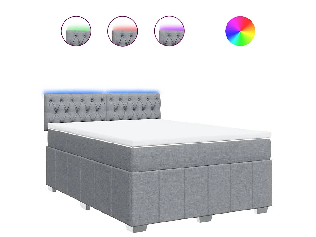Boxspringbett mit Matratze Hellgrau 160x200 cm Stoff