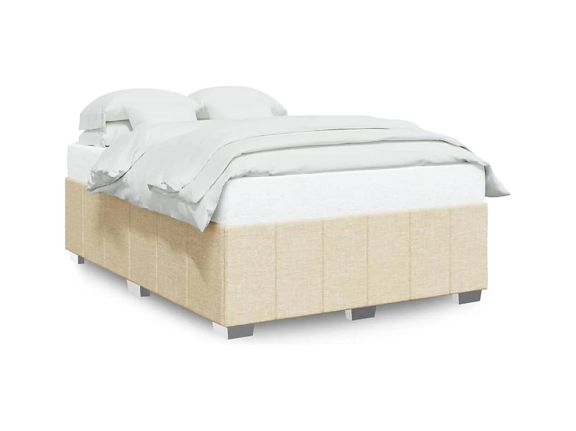 Cadre de lit sans matelas crème 140x200 cm tissu