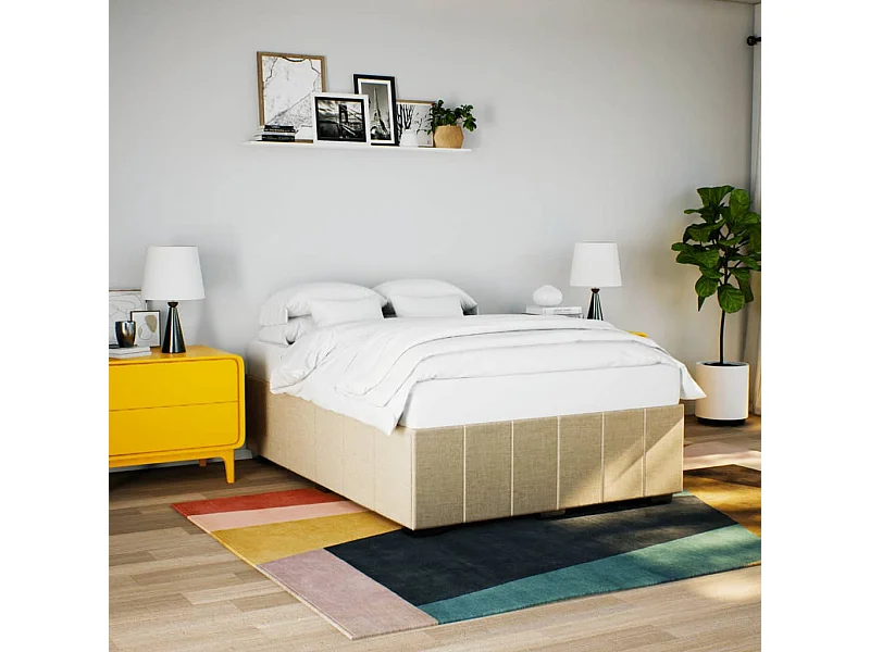 Cama sin colchón tela color crema 140x200 cm