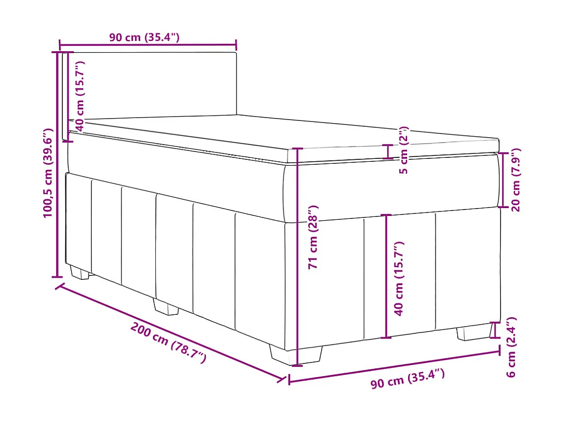 Giroletto a Molle con Materasso Crema 90x200 cm inTessuto