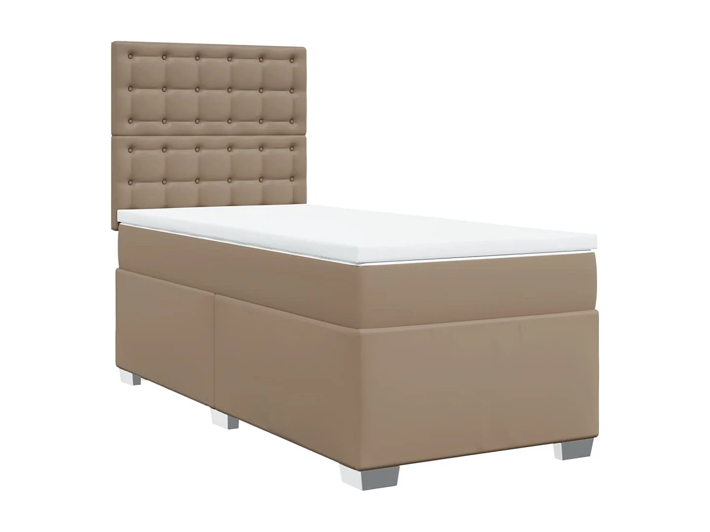 Cama com molas/colchão 100x200 cm couro artificial cappuccino