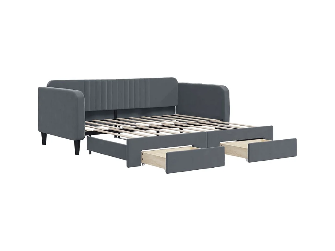 Tagesbett Ausziehbar mit Schubladen Dunkelgrau 90x190 cm Samt