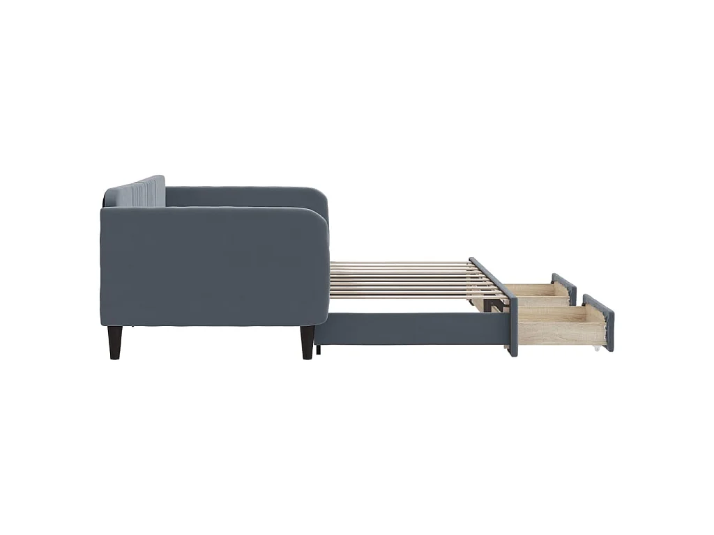 Tagesbett Ausziehbar mit Schubladen Dunkelgrau 90x190 cm Samt