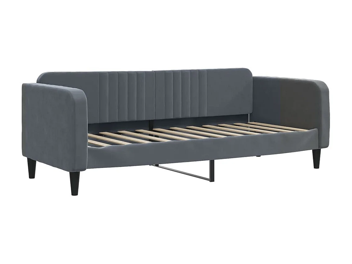 Tagesbett Ausziehbar mit Schubladen Dunkelgrau 90x190 cm Samt