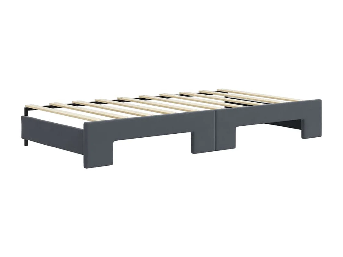 Tagesbett Ausziehbar mit Schubladen Dunkelgrau 90x190 cm Samt