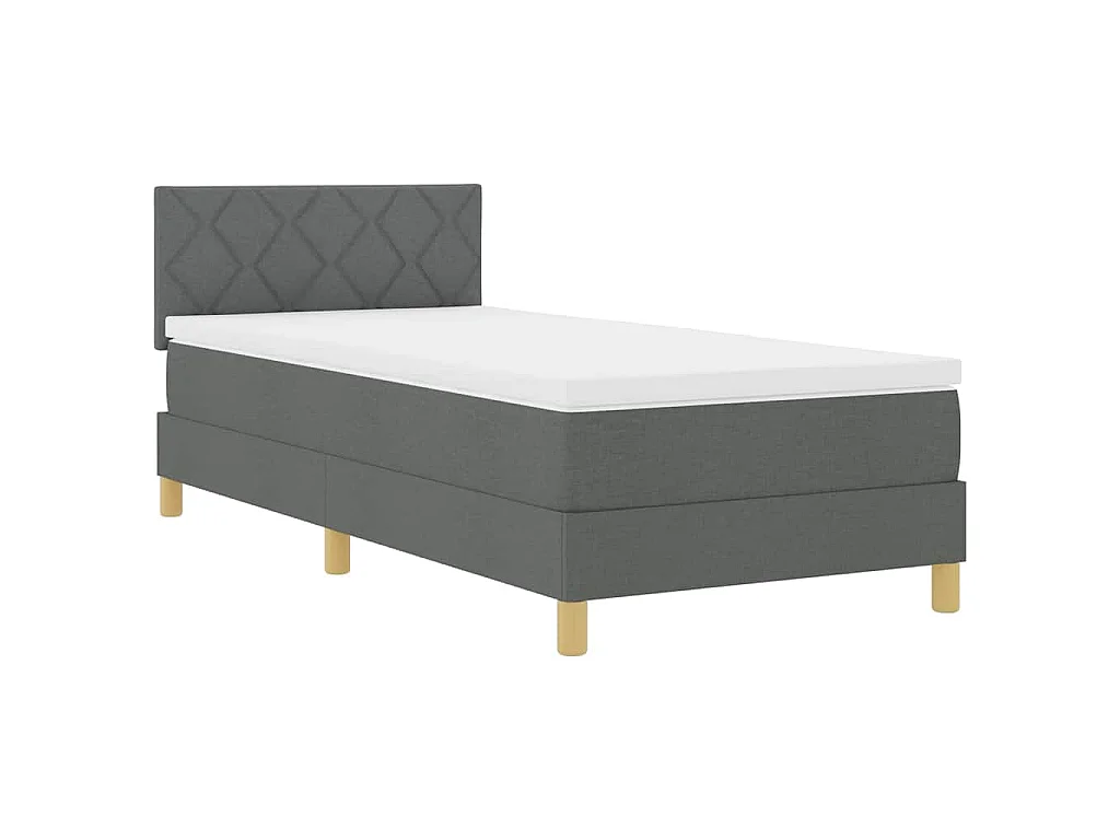 LED Boxspringbett mit Kopfteil Dunkelgrau 90 x 200 cm Stoff