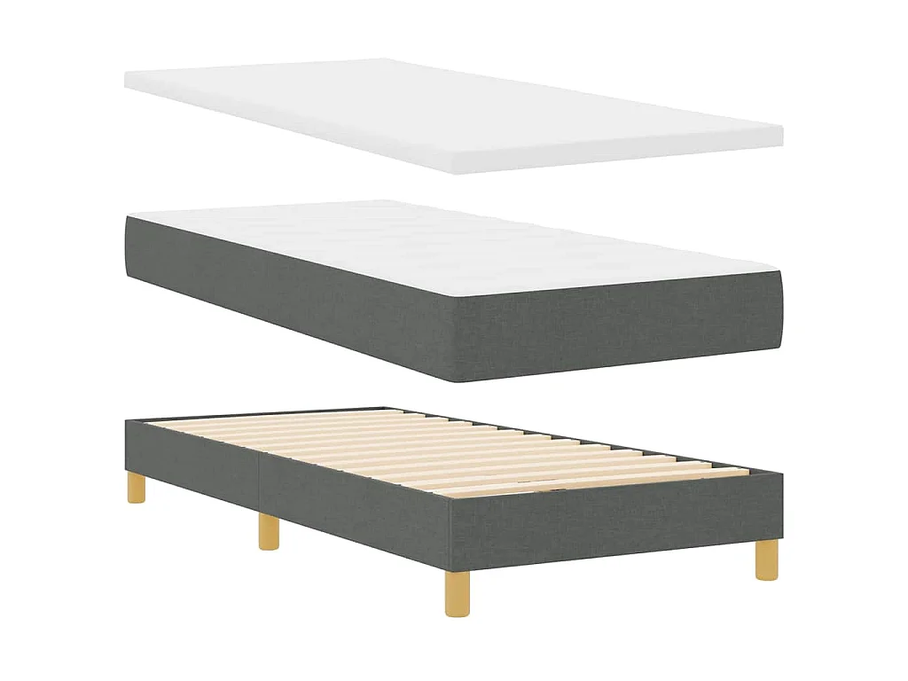 LED Boxspringbett mit Kopfteil Dunkelgrau 90 x 200 cm Stoff