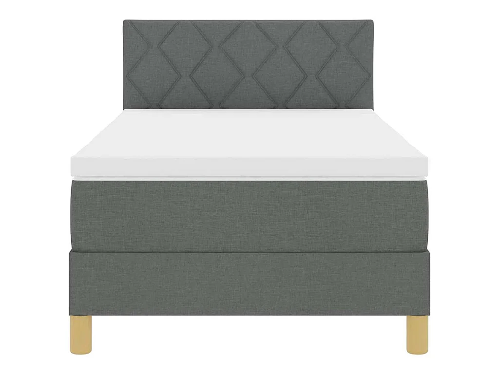 LED Boxspringbett mit Kopfteil Dunkelgrau 90 x 200 cm Stoff