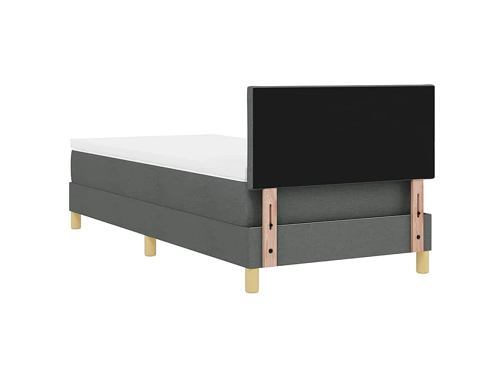 LED Boxspringbett mit Kopfteil Dunkelgrau 90 x 200 cm Stoff