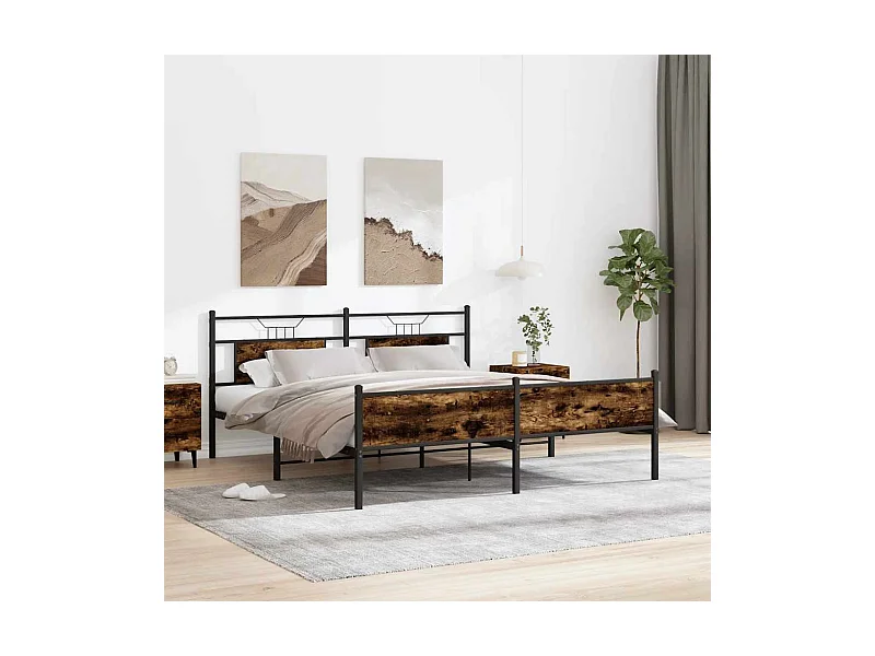 Metallbett ohne Matratze Räuchereiche 180x200 cm