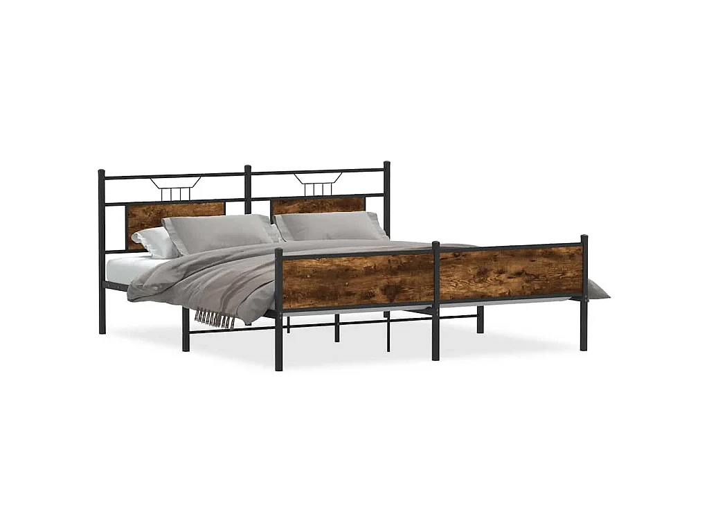 Bedframe zonder matras metaal gerookt eikenkleurig 180x200 cm