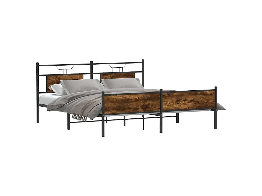 Bedframe zonder matras metaal gerookt eikenkleurig 180x200 cm