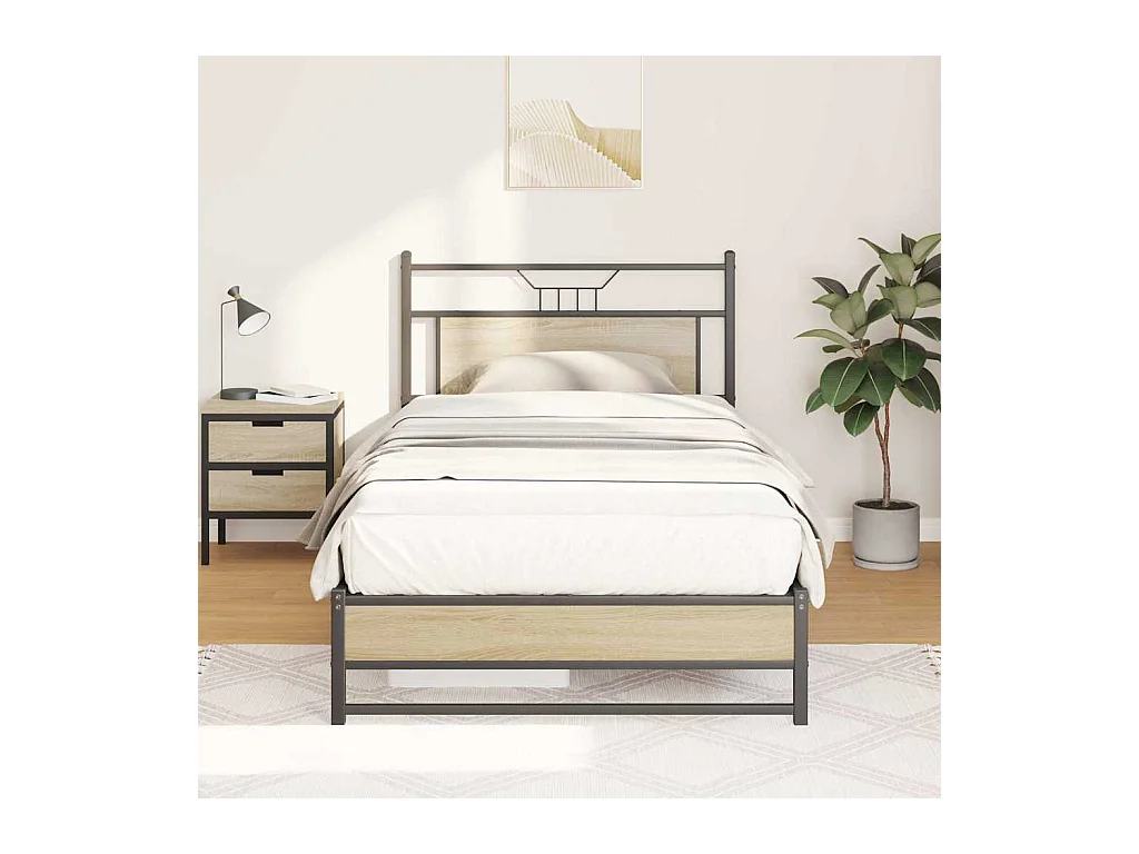 Bettgestell ohne Matratze Sonoma-Eiche 100x200 cm Holzwerkstoff