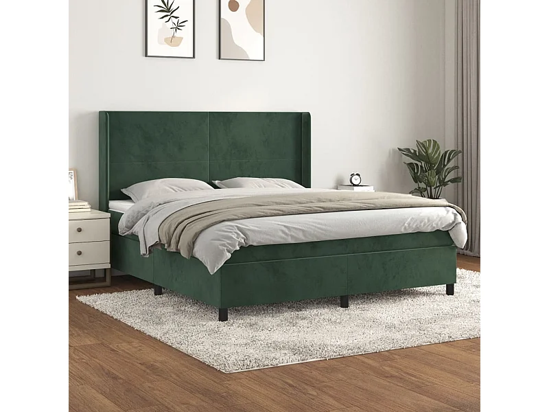 Boxspringbett mit Matratze Dunkelgrün 180x200 cm Samt