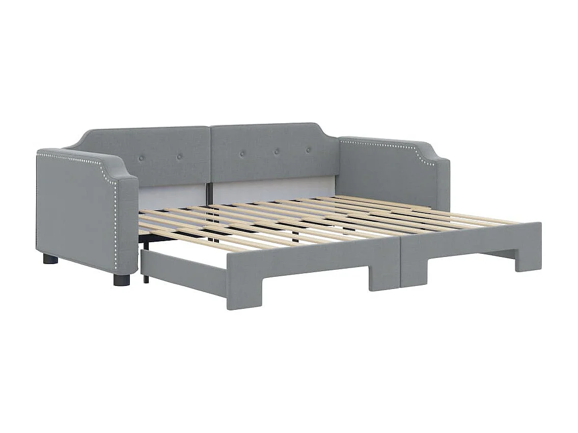 Tagesbett Ausziehbar Hellgrau 100x200 cm Stoff