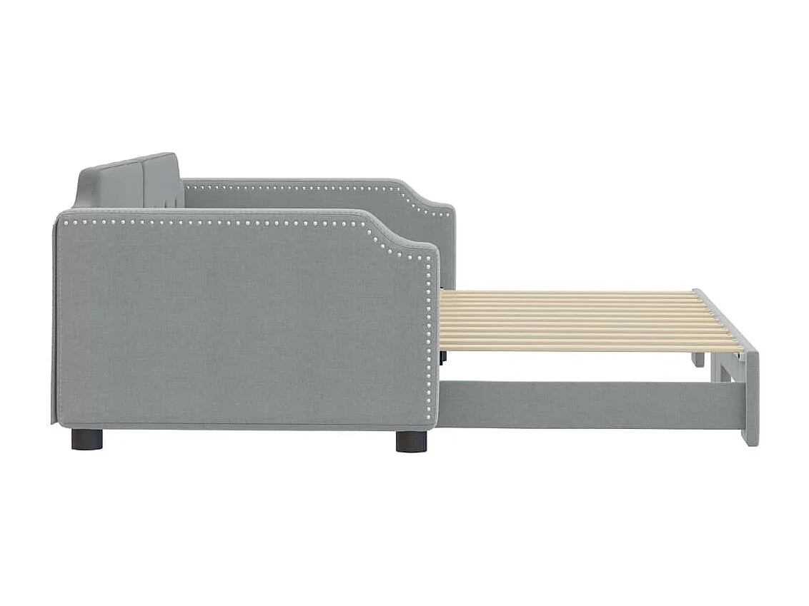 Tagesbett Ausziehbar Hellgrau 100x200 cm Stoff