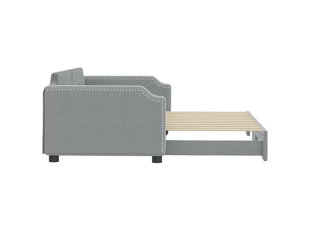 Lit de jour avec gigogne sans matelas gris clair 100x200 cm