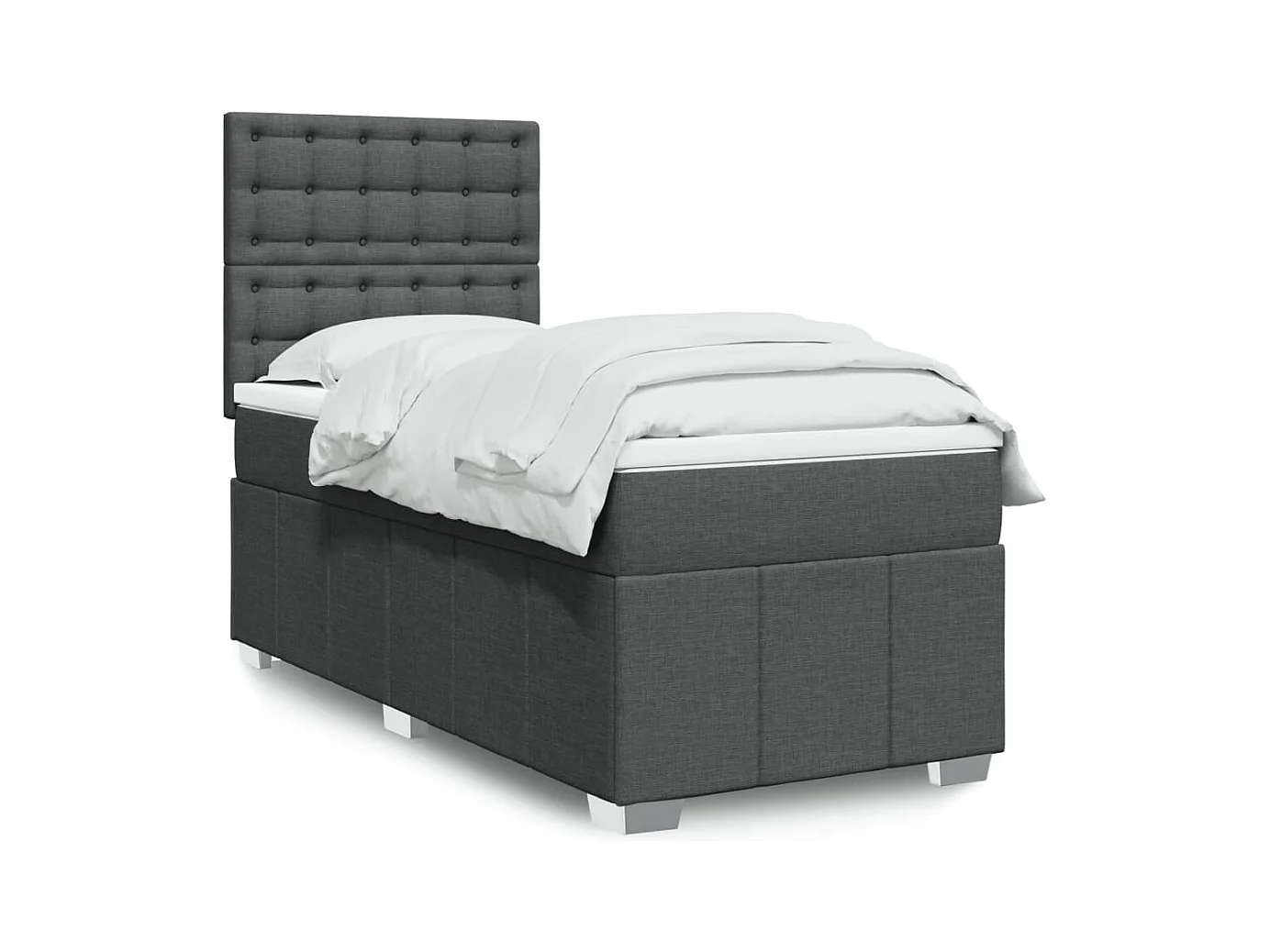 Giroletto a Molle con Materasso Grigio Scuro 90x200 cm Tessuto