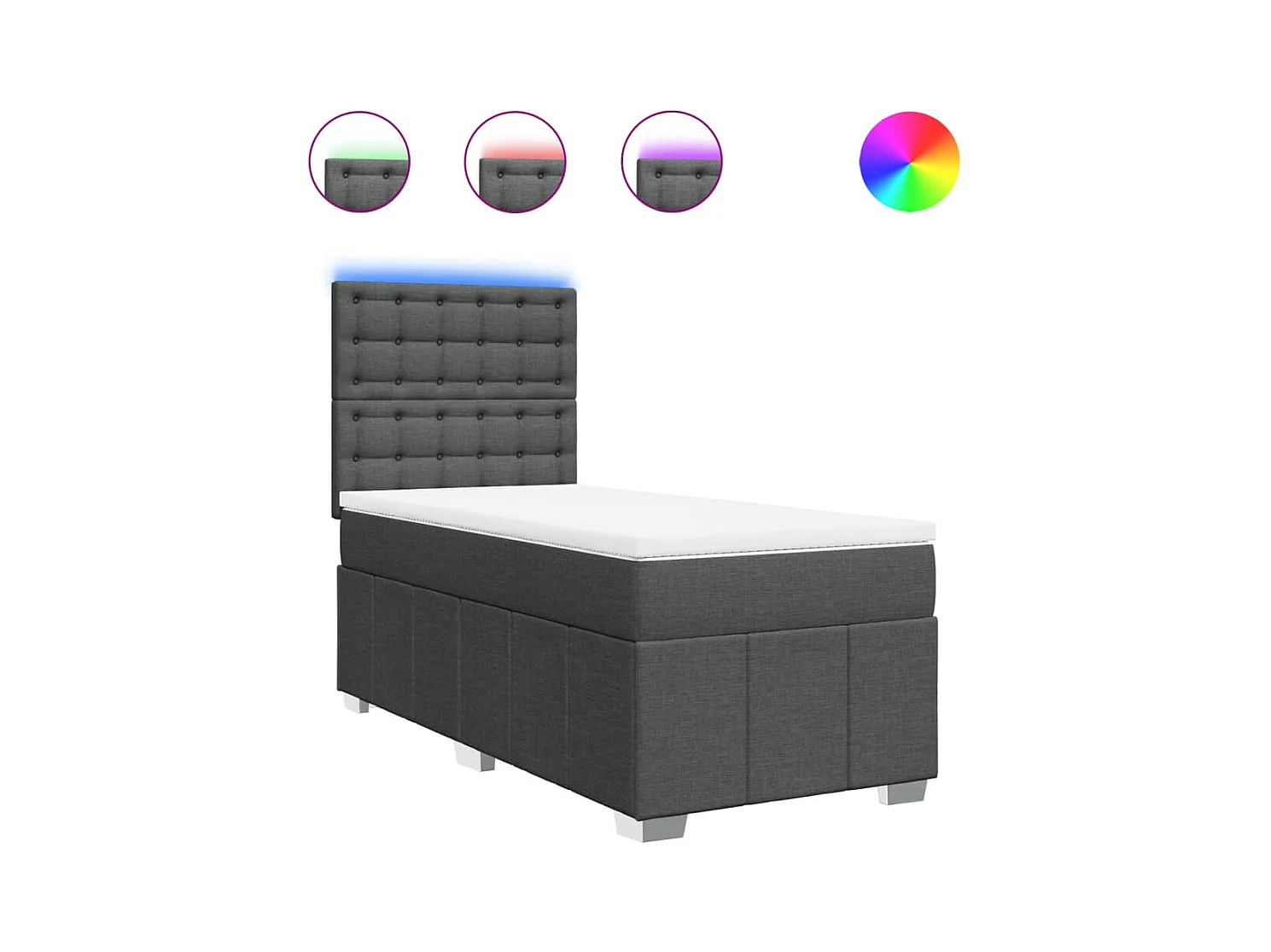 Giroletto a Molle con Materasso Grigio Scuro 90x200 cm Tessuto