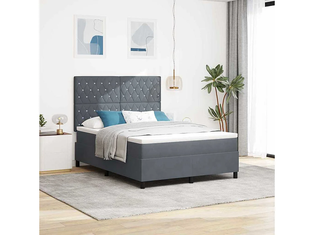Boxspringbett mit Matratze Dunkelgrau 140 x 190 cm Stoff