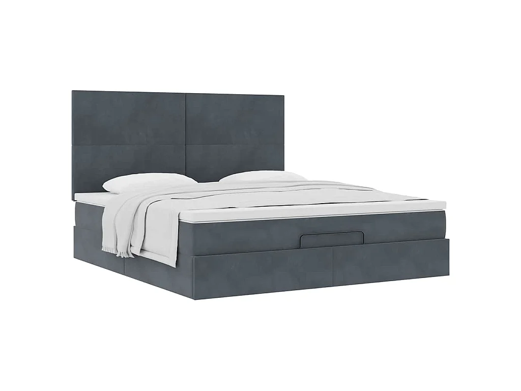 Ottoman bed met matrassen 160x200cm fluweel donkergrijs