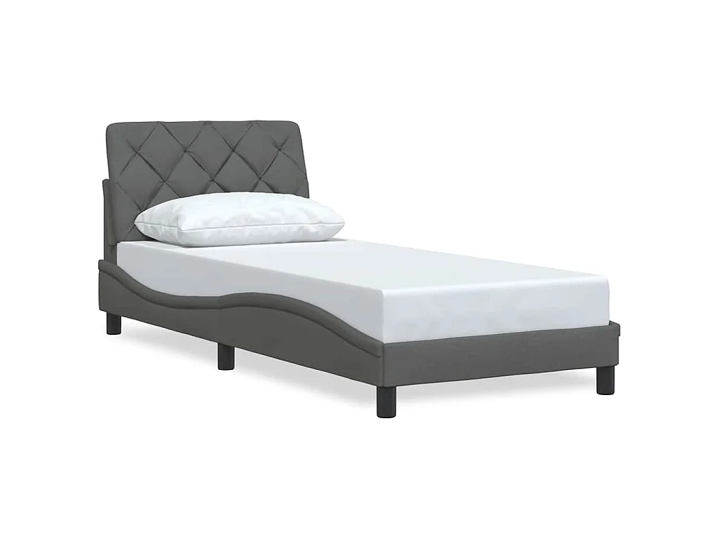 Estrutura de cama sem colchão 90x190 cm tecido cinzento-escuro