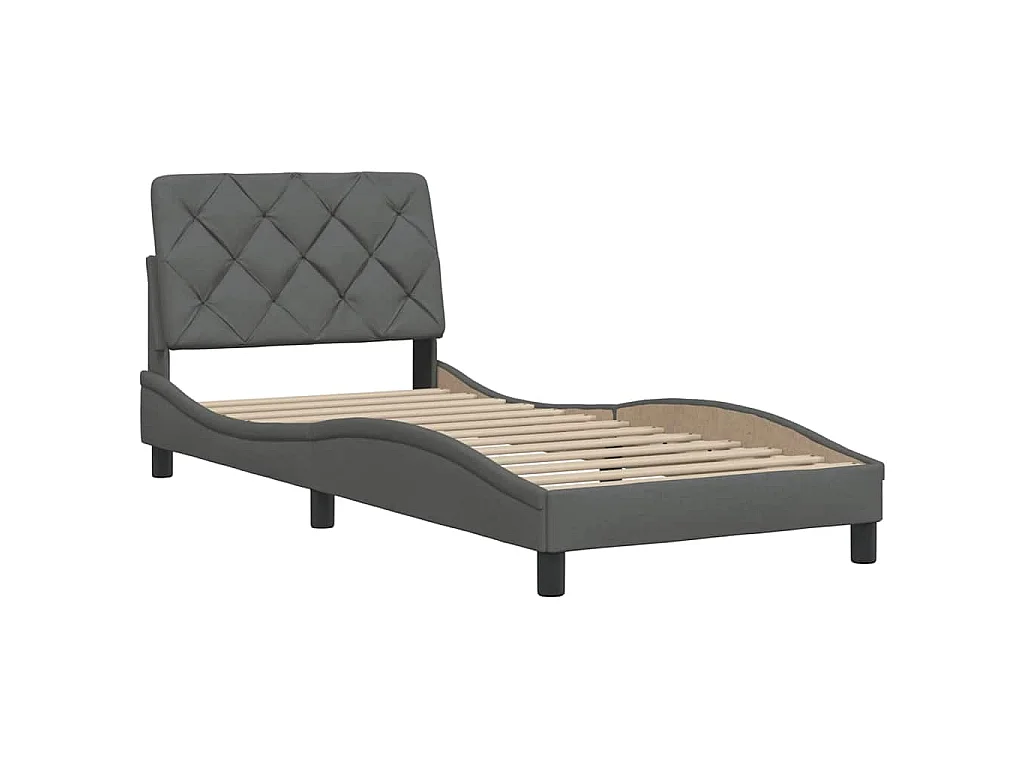 Estrutura de cama sem colchão 90x190 cm tecido cinzento-escuro