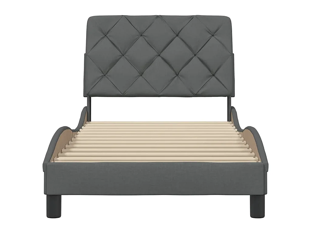 Estrutura de cama sem colchão 90x190 cm tecido cinzento-escuro