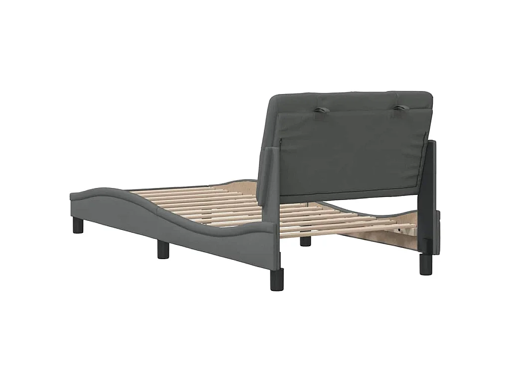 Estrutura de cama sem colchão 90x190 cm tecido cinzento-escuro