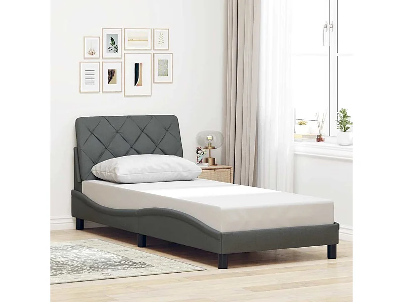 Bedframe zonder matras 90x190 cm stof donkergrijs
