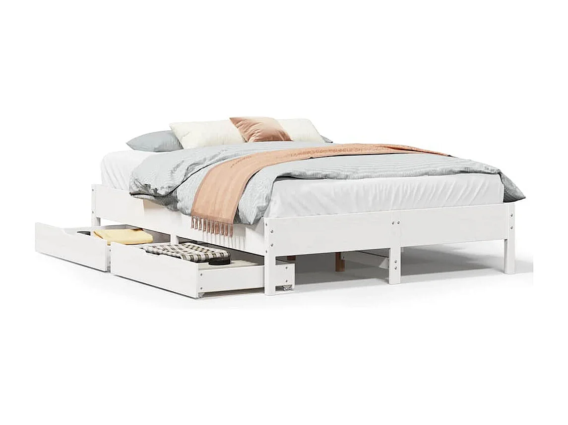 Letto senza Materasso Bianco 140x190 cm Legno Massello di Pino