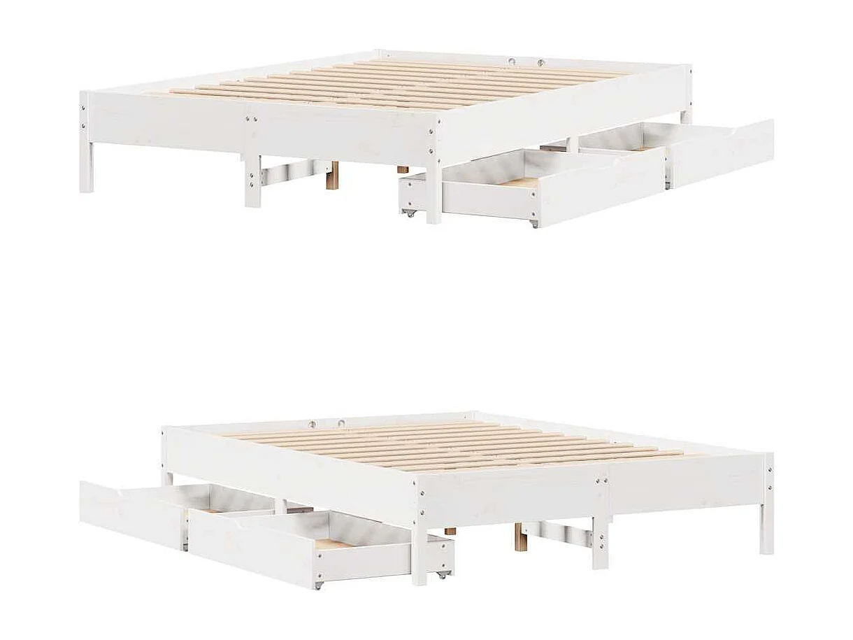 Letto senza Materasso Bianco 140x190 cm Legno Massello di Pino