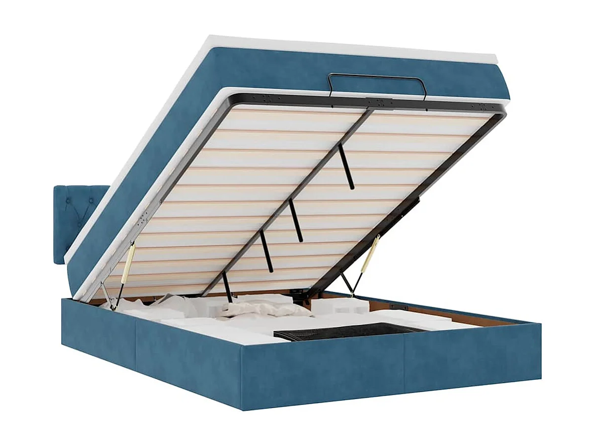 Ottoman bed met matras en LED's 140x190cm fluweel donkerblauw