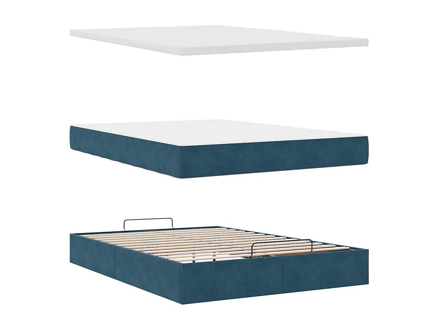 Cadre de lit ottoman avec matelas bleu foncé 140x190 cm velours