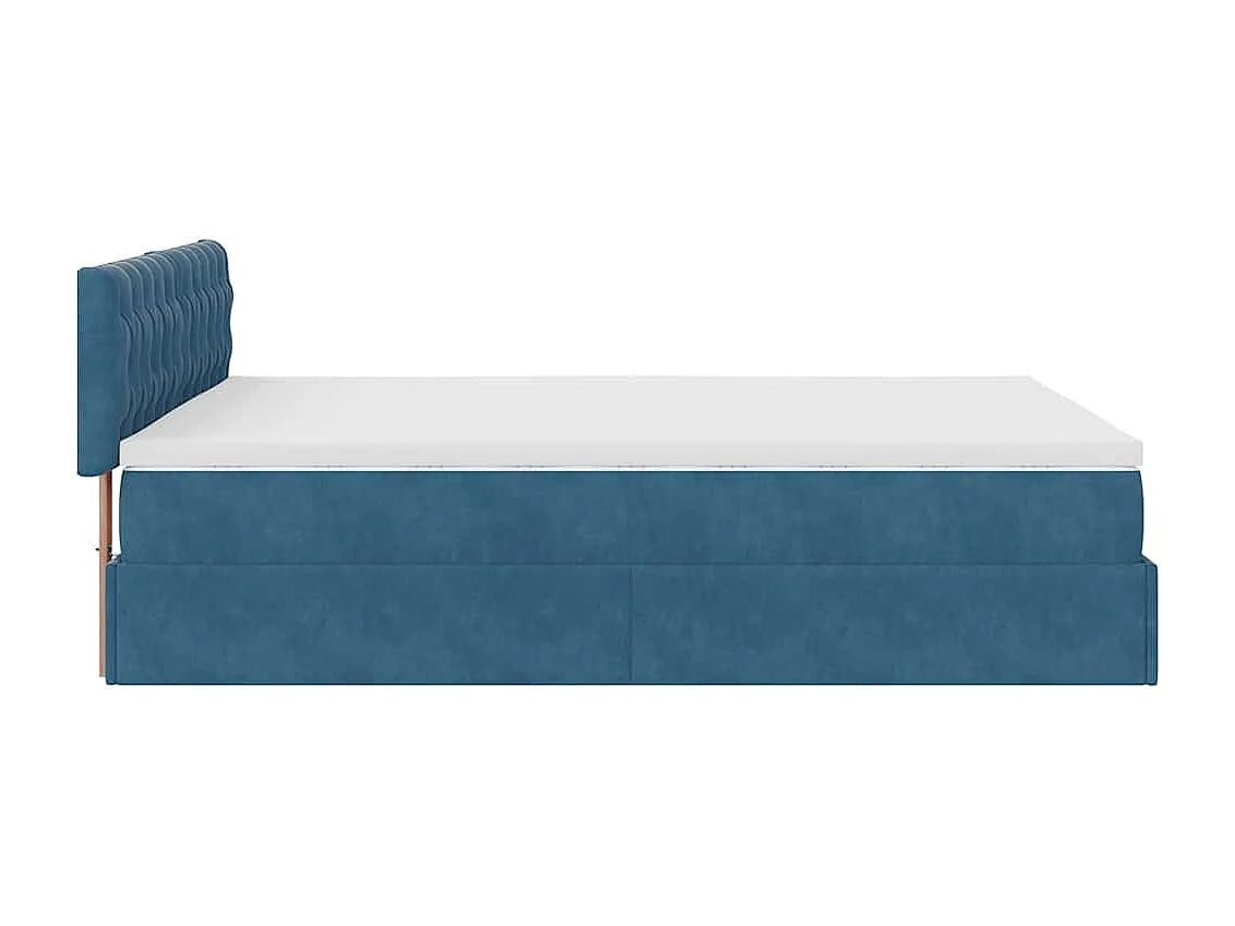 Ottoman-Bett mit Matratze & LEDs Dunkelblau 140x190 cm Samt