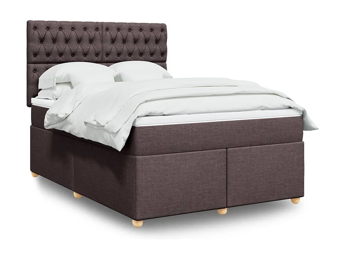 Giroletto a Molle con Materasso Marrone Scuro 160x200cm Tessuto