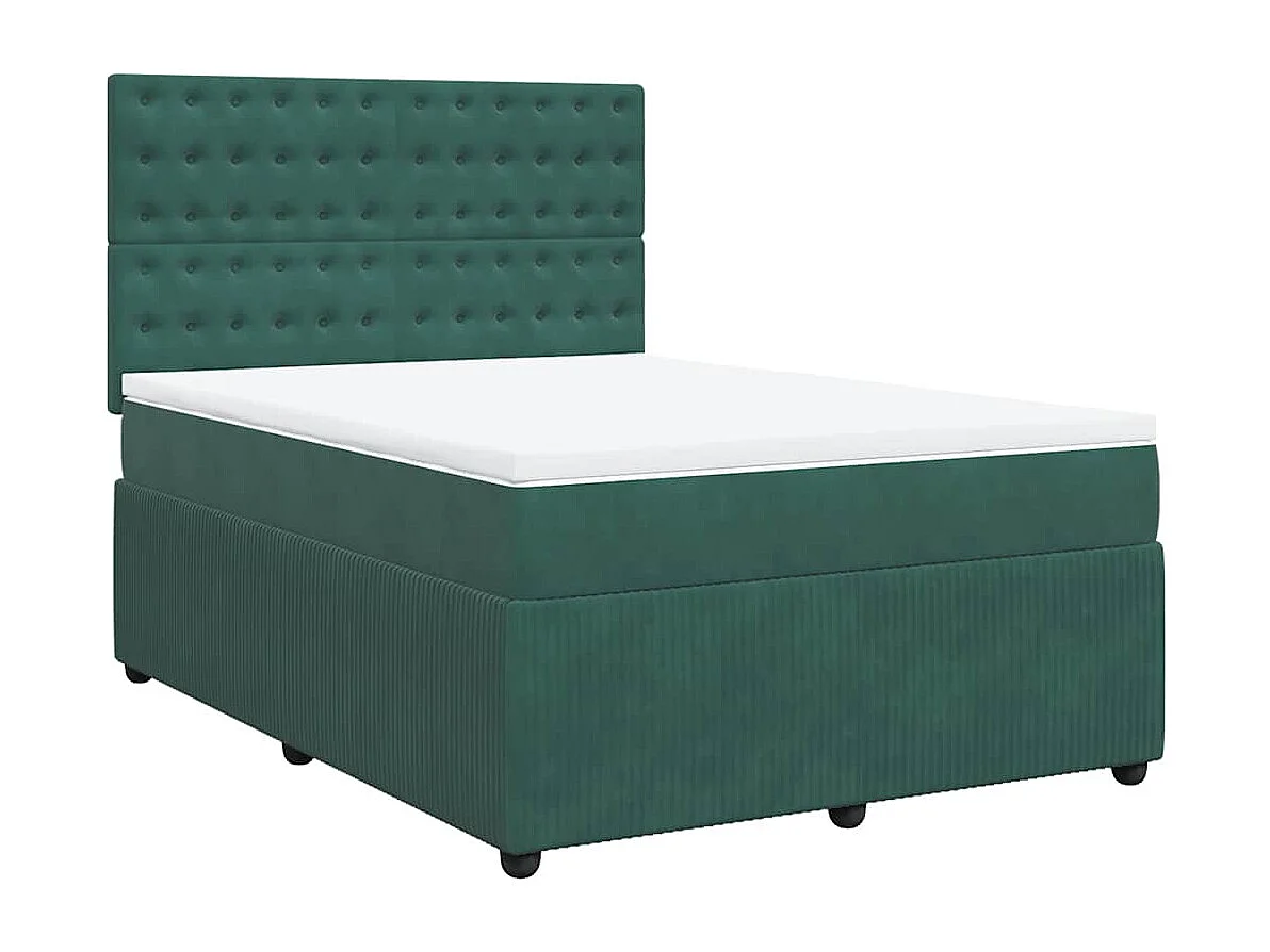 Boxspringbett mit Matratze Dunkelgrün 140x200 cm Samt