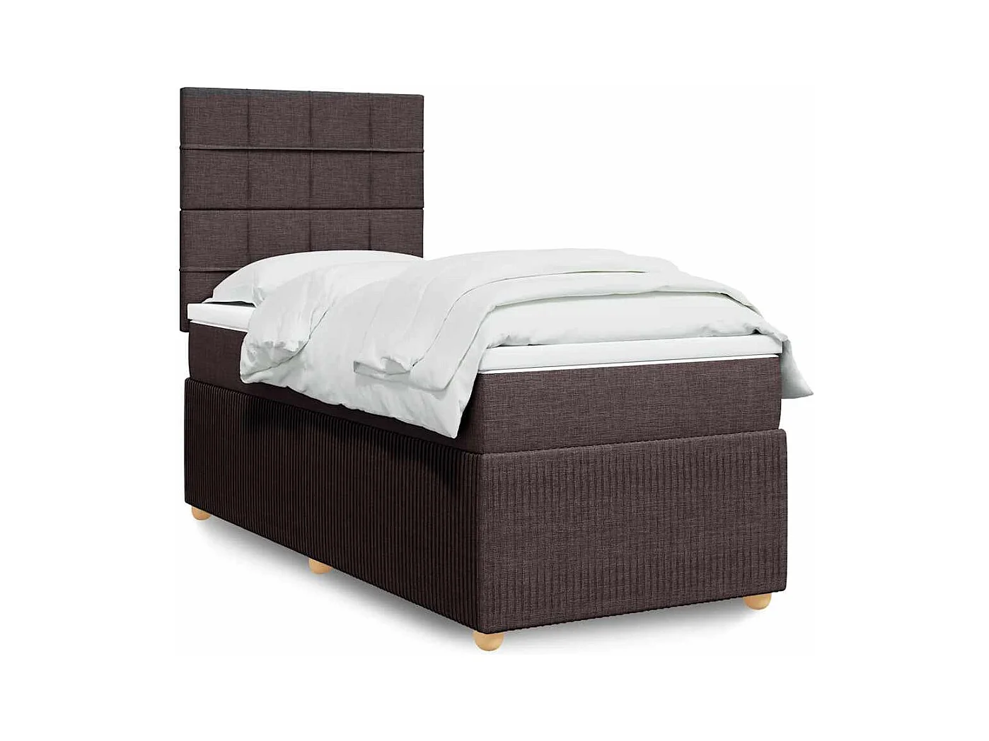 Boxspringbett mit Matratze Dunkelbraun 90x200 cm Stoff