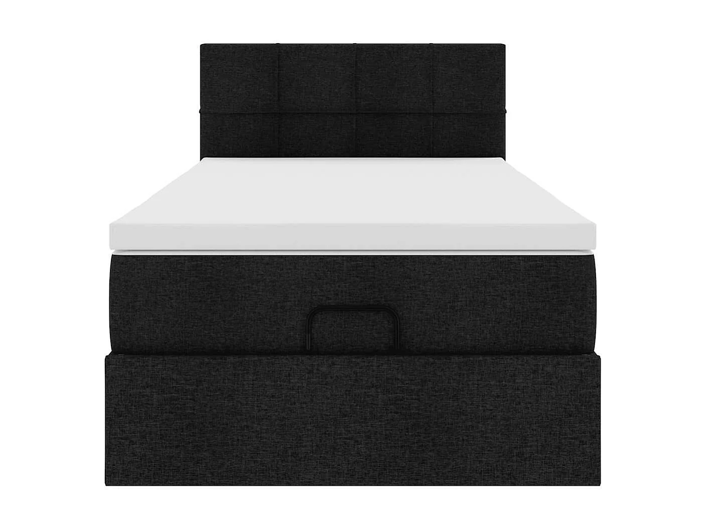 Pouf Letto con Materasso Nero 90x200 cm in Tessuto