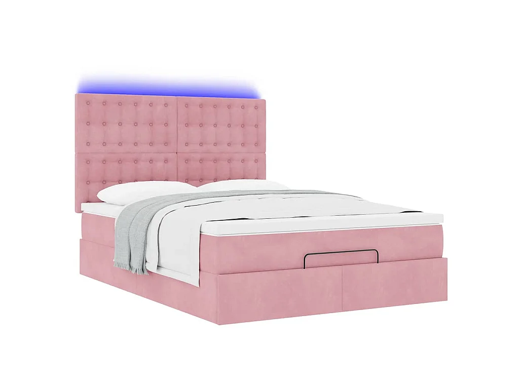 Ottoman bed met matrassen en LED's 140x200cm fluweel roze
