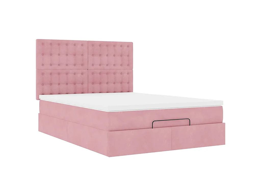 Ottoman bed met matrassen en LED's 140x200cm fluweel roze