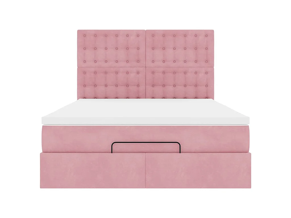Ottoman bed met matrassen en LED's 140x200cm fluweel roze