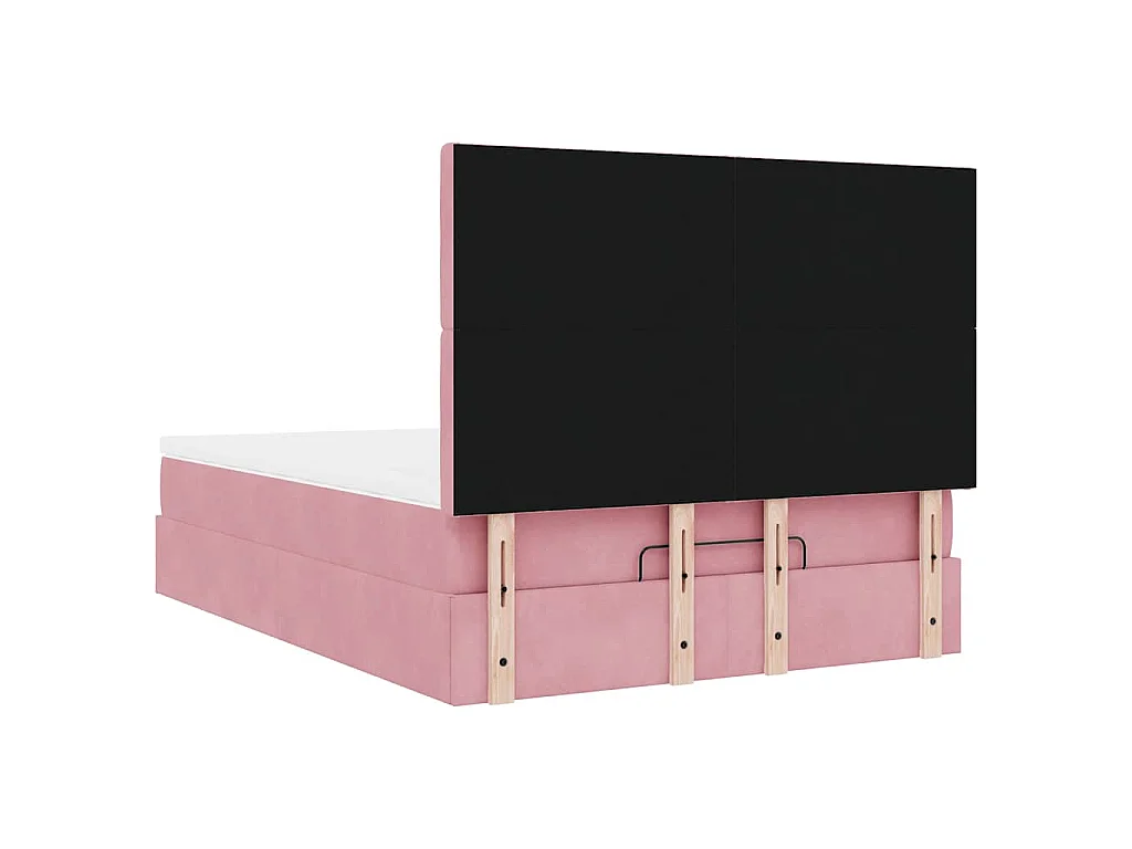 Ottoman bed met matrassen en LED's 140x200cm fluweel roze