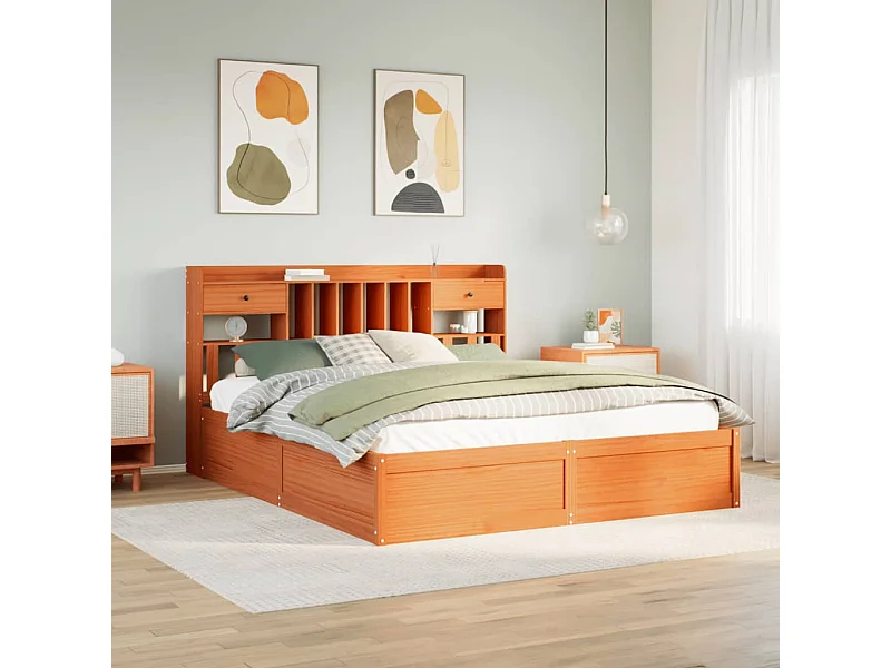 Bedframe zonder matras massief grenenhout wasbruin 180x200 cm