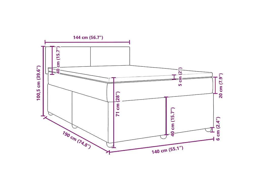 Boxspring met matras stof zwart 140x190 cm